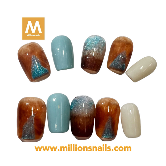 Short coffin Tiffany blue and brown colour