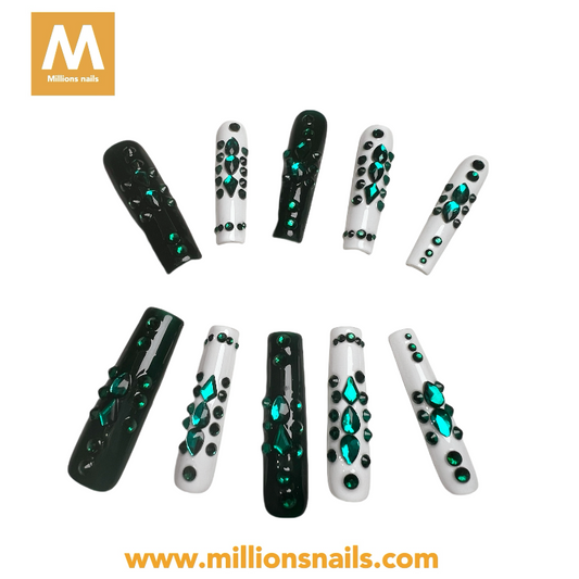 Extra Long Square Green and white with Green diamond